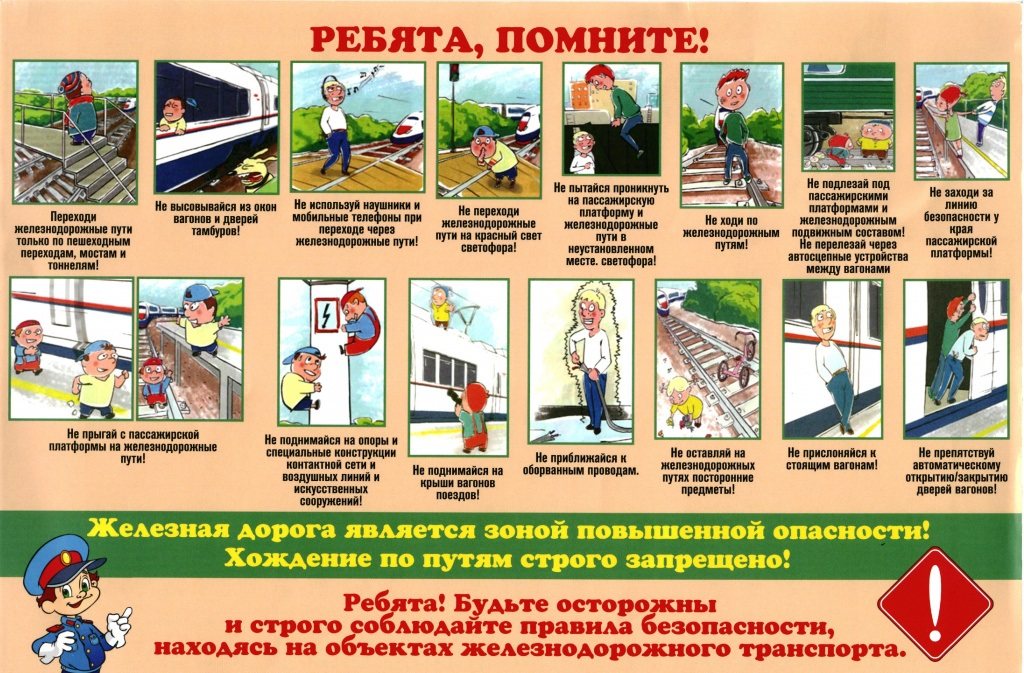 Памятка о правилах поведения детей на железнодорожном транспорте и железнодорожных путях